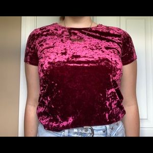 maroon velvet top